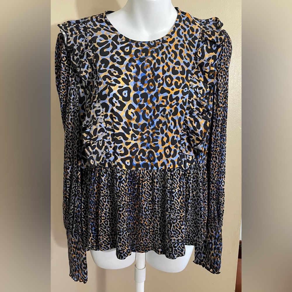Anthropologie Multicolor Leopard Print Blouse